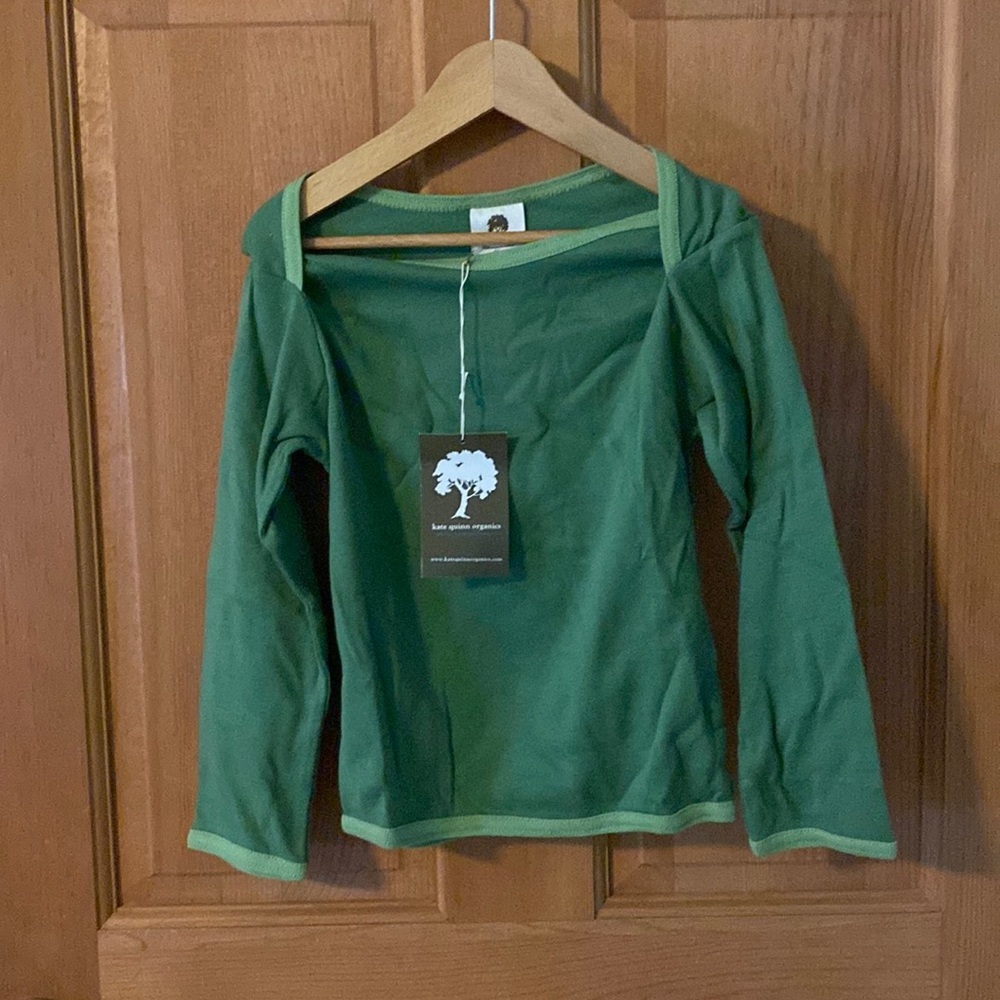 Kate Quinn Organics Boutique Green Long Sleeve Tee Shirt 2t Or 4t New With Tag